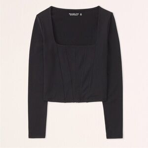 Abercrombie & Fitch Black Fitted Long Sleeve Bodysuit